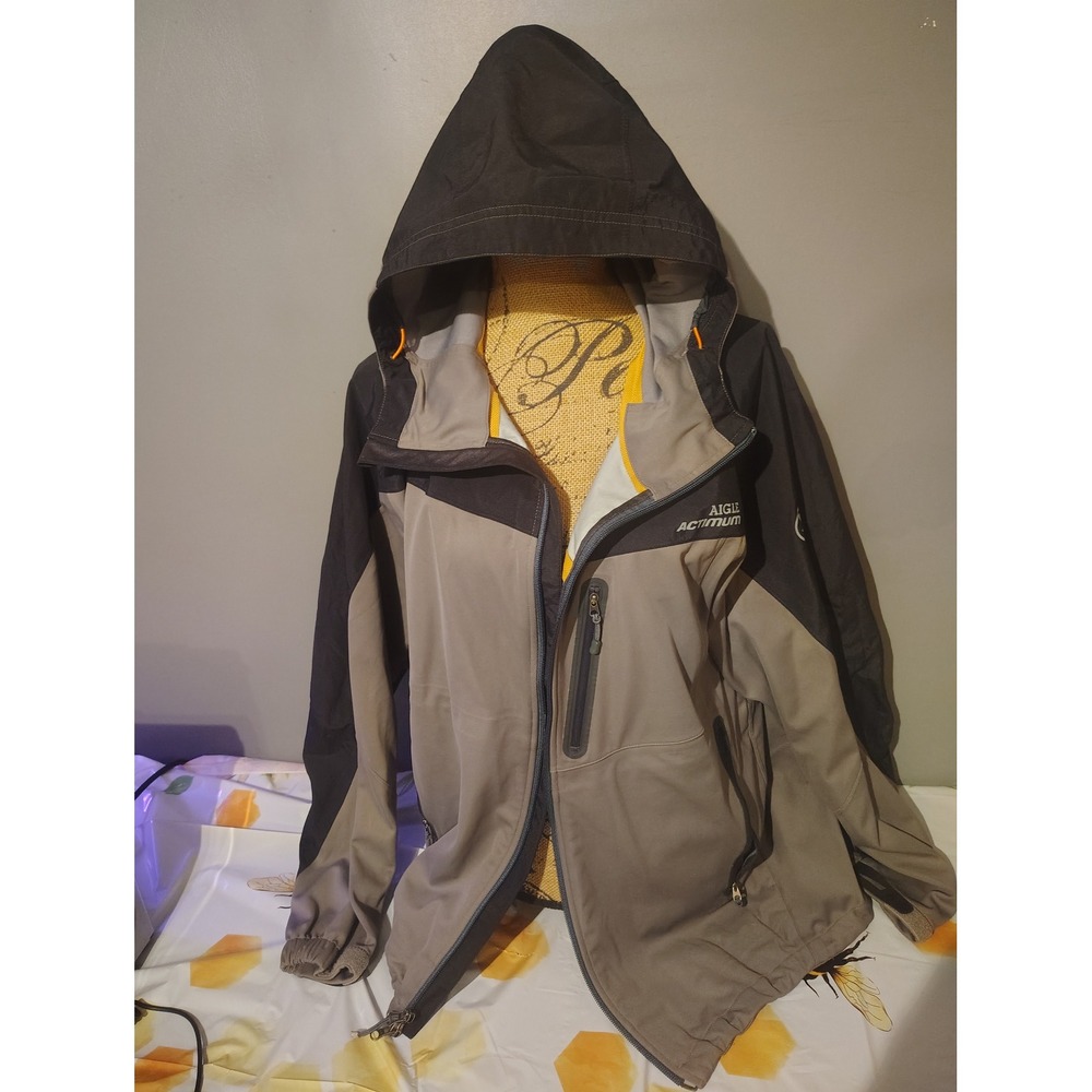 Aigle Actimum Mens Gray Black Hooded Softshell Technical Jacket Size L